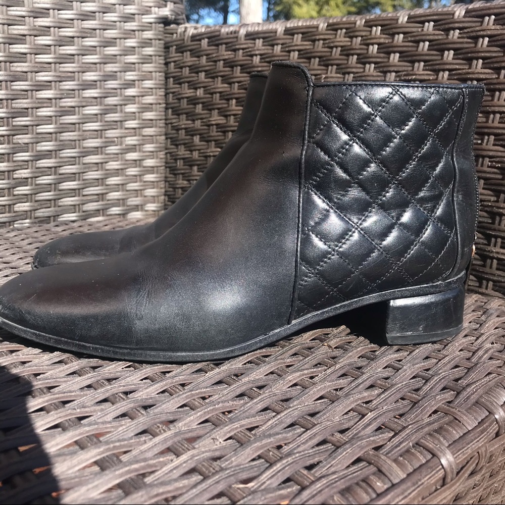 Aquatalia Black Quilted Leather Ankle Boots